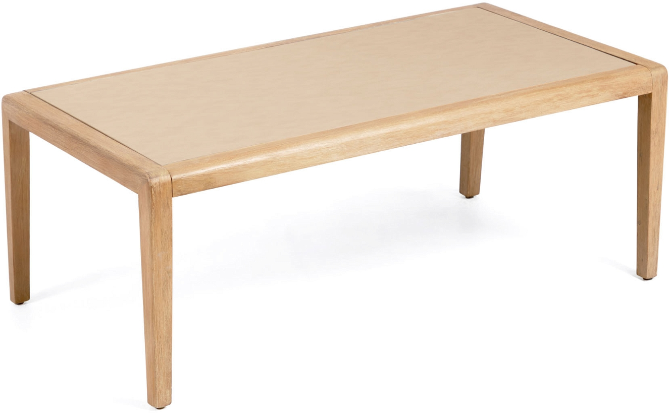 Udendørs Sofabord Kave Home Better 120x70x46 Cm Natur Akacietræ Polycement Rustik Kolonial