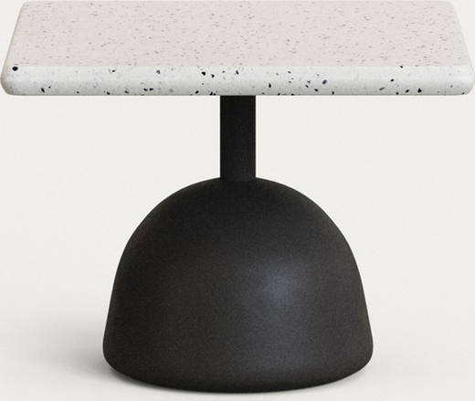 Udendørs Sofabord Kave Home Saura Hvid Terrazzo 48x48 Cm Sort Cement