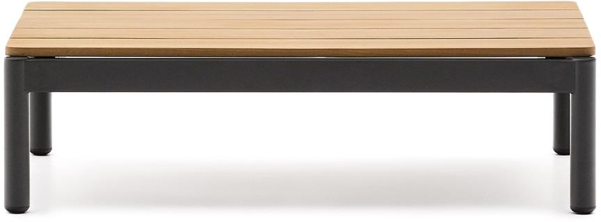 Udendørs Sofabord Kave Home Sorells   Teak Og Aluminium Natur Og Grafit 91x57x25 Cm