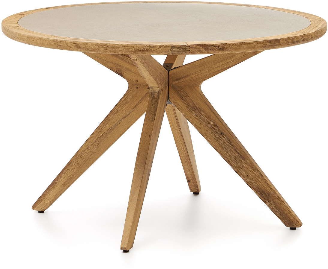 Udendørs Sofabord Og Sidebord Kave Home Julieta ø120   H75 Cm Natur  Rustik Kolonial