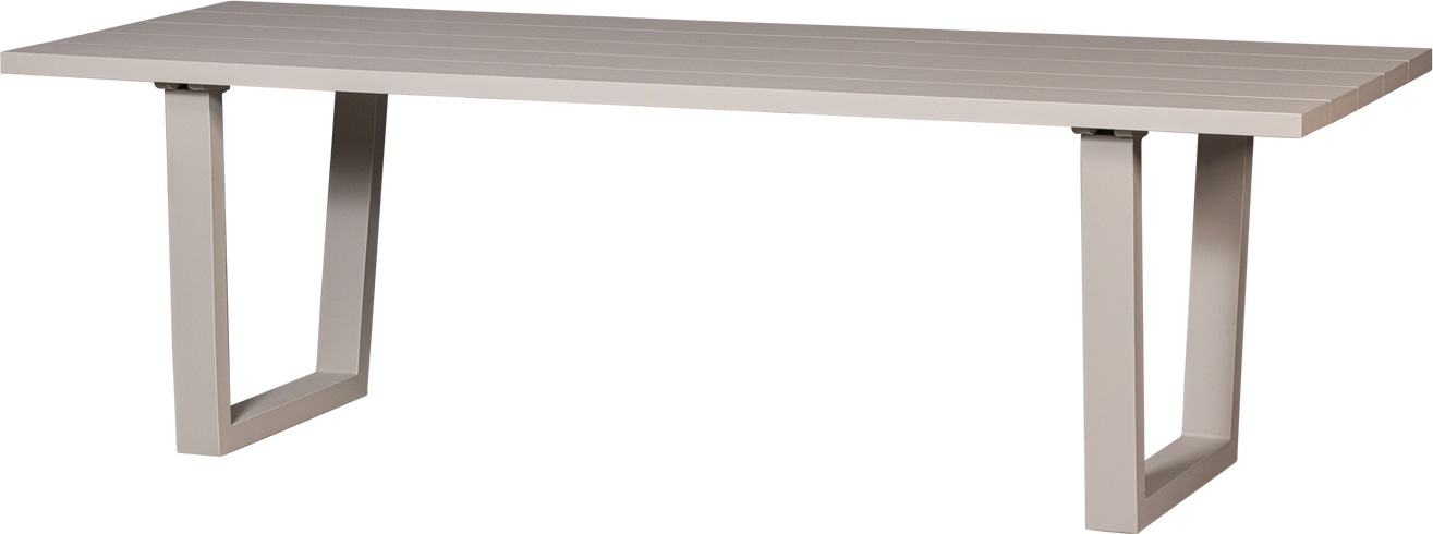 Udendørs Spisebord Woood Bear 240x87 Cm Sand Behandlet Aluminium Let Og Korrosionsbeskyttet Havebord