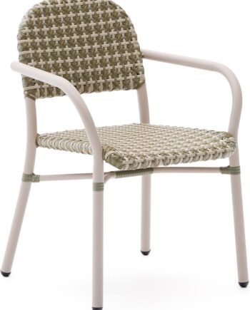 Udendørs Spisebordsstol Med Armlæn Kave Home Tuccia Bistrostol Beige Stabelbar Aluminium Polyethylen