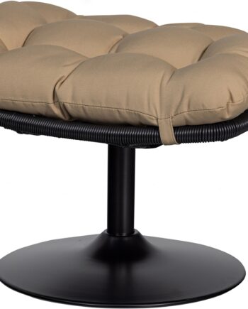 Udendørs Taburet Skammel Woood Vive   Sort Rattan  Sandfarvet Pude  H37ã B46ã L63 Cm