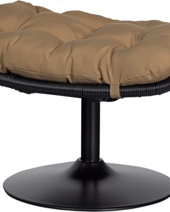 Udendørs Taburet Woood Vive   Vejrbestandig Sort Rattan Med Lysebrun Polyesterpude H37ã B63ã D46 Cm