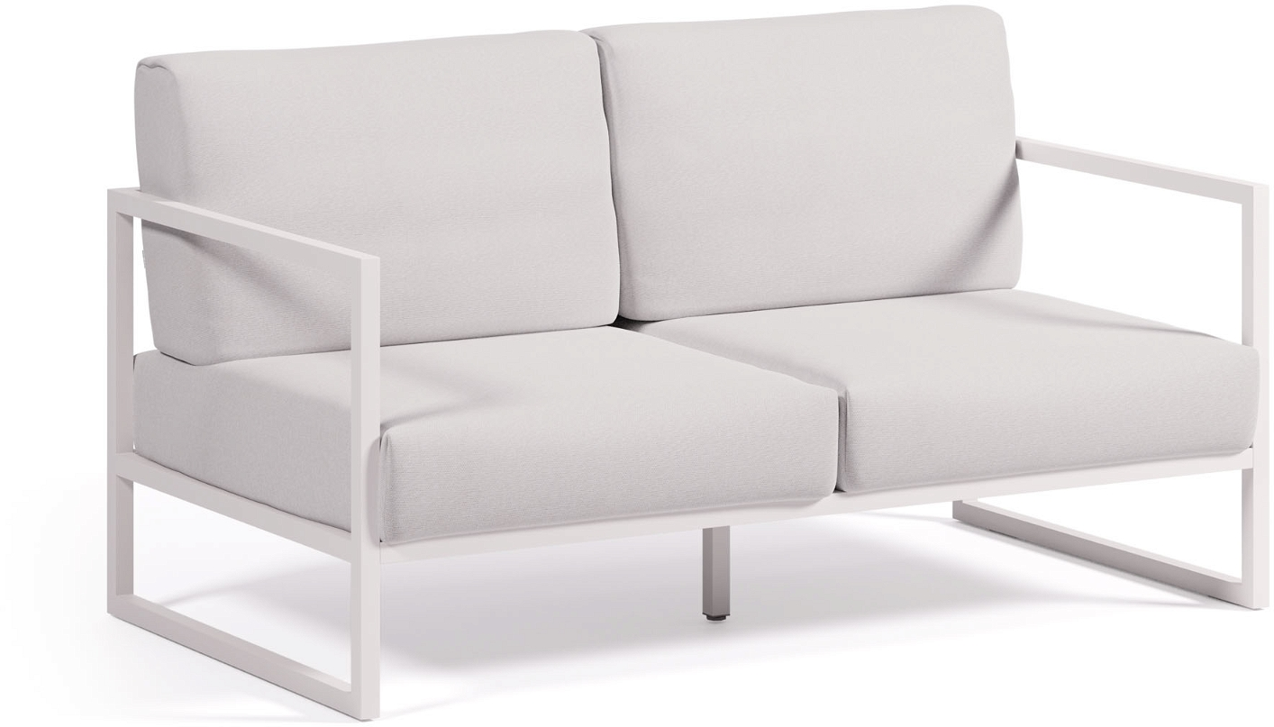Udendørs  -personers Sofa Kave Home Comova H85ã L152ã D85 Cm Hvid Pulverlakeret Aluminium Uv-   Vandafvisende Stof
