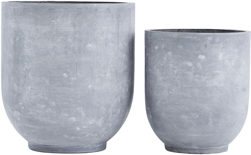Udendørskrukker Og Potter Sæt Stk House Doctor Gard Grå Frostsikre Fiberler Med Betonfinish ø50ã H55 Cm