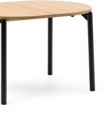 Udtræksbord Rundt Spisebord Kave Home Montuiri ø120-200 Cm Mdf Stål Natur Sort