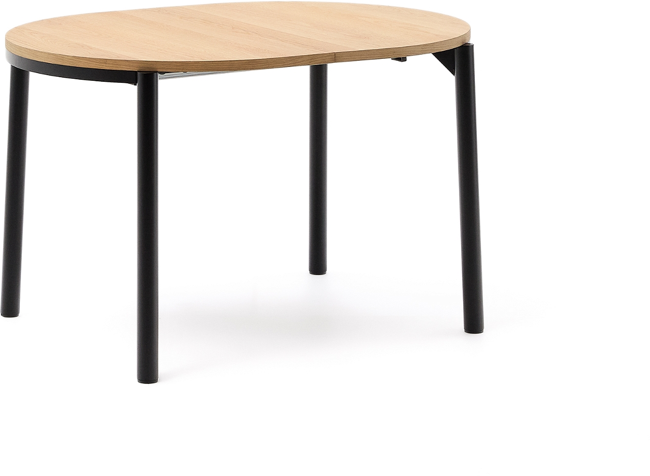Udtræksbord Rundt Spisebord Kave Home Montuiri ø120-200 Cm Mdf Stål Natur Sort