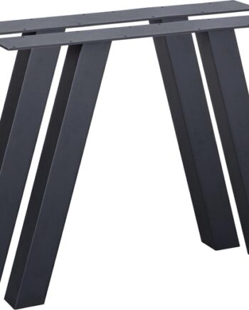 Understel Til Udendørsbord Woood Tablo  -leg  -formet   Mat Sort Pulverlakeret Stål H70xb78xd13 Cm Inkl  Montagemateriale   Gulvbeskyttere