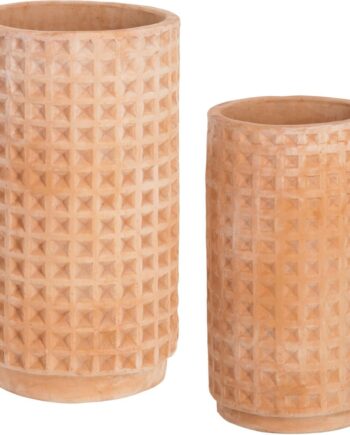 Urtepottesæt Kave Home Celi   Rustikt Terracotta Naturbrun  H60   B34   L34 Cm    Stk