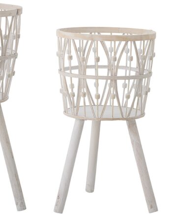 Urtepotteskjuler Plantekrukke Creative Collection Banni Bambus Hvid ø14 5ã 29   Cm