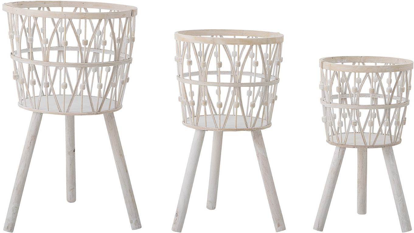 Urtepotteskjuler Plantekrukke Creative Collection Banni Bambus Hvid ø14 5ã 29 Cm