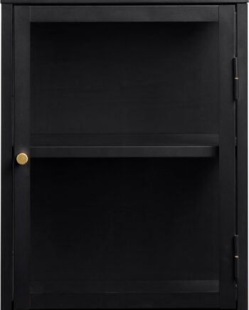 Væghængt Skab Nordique Design Carmel   Sort Metal Og Hærdet Glas  60x45x25 Cm