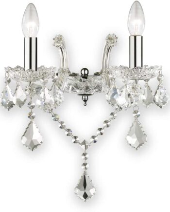 Væglampe Florian Ideal Lux Klar Glas Med Krystaldråber Krom H32   B21   L33 Cm E14