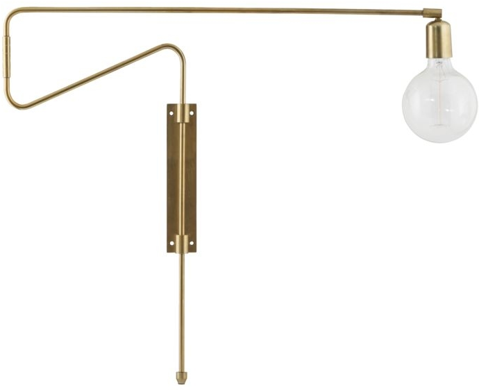 Væglampe House Doctor Swing Asymmetrisk Skulpturel Design Messingbelagt Jern 70 Cm