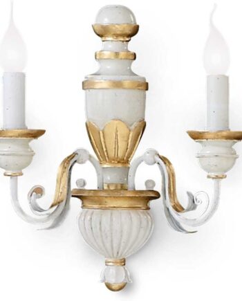 Væglampe Ideal Lux Firenze Hvid Harpiks   Metal Med Bladguld Antik Effekt E14-sokkel