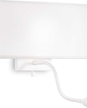 Væglampe Ideal Lux Hotel Hvid Metal Med Stofskærm Og Led 22 5ã 11ã 32 Cm
