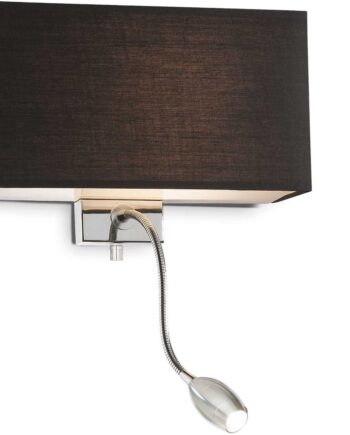 Væglampe Ideal Lux Hotel Sort Krom Med Integreret Led 3000k 55 Lm   Metal Og Stof Ip20 H22 5xb11xl32 Cm