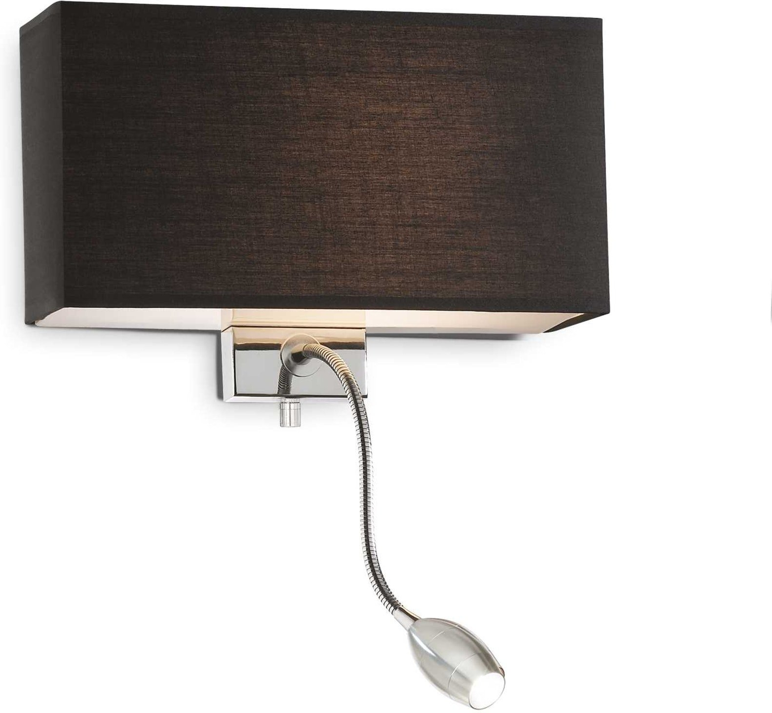 Væglampe Ideal Lux Hotel Sort Krom Med Integreret Led 3000k 55 Lm Metal Og Stof Ip20 H22 5xb11xl32 Cm