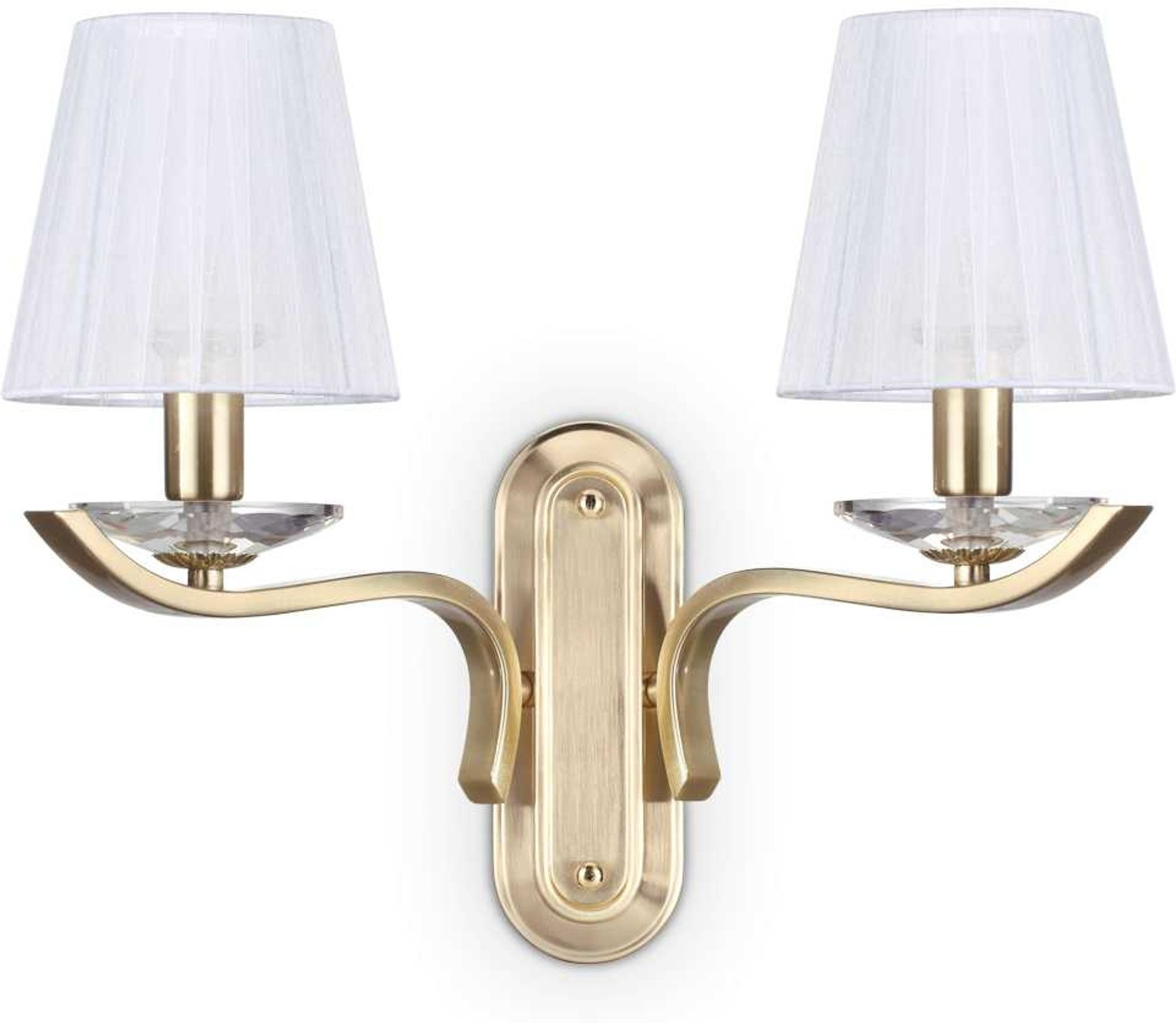 Væglampe Ideal Lux Pegaso Messing Dobbelte Arme Med Glas Stofskærme ø140 H33 5xb20 5xl43 Cm