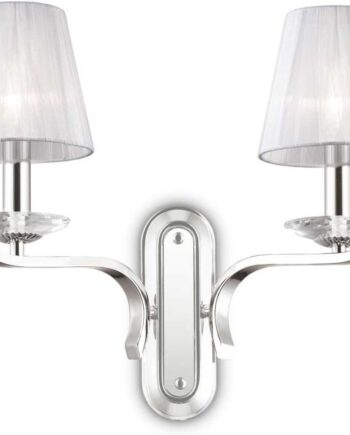 Væglampe Ideal Lux Pegaso   ø19 Cm Metal Glas Med Organza Nuancer  2x E14  Hvid Krom