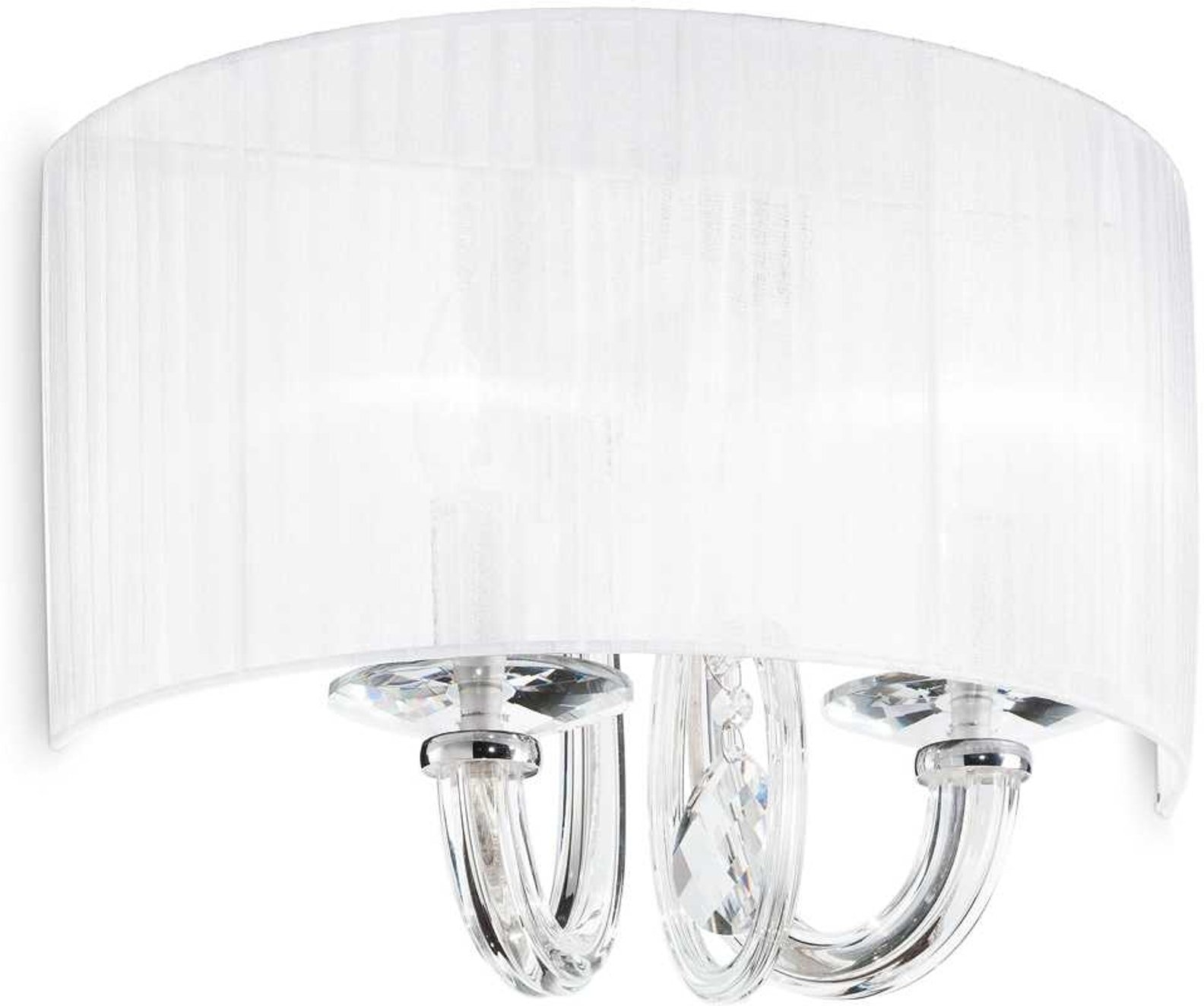Væglampe Ideal Lux Swan Hvid Krom 44 30 22 Cm Glas Med Krystaldetalje Væglys