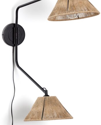 Væglampe Pontos Kave Home Rustik Kolonial Jute- Og Jernlampe H74   B70 Cm