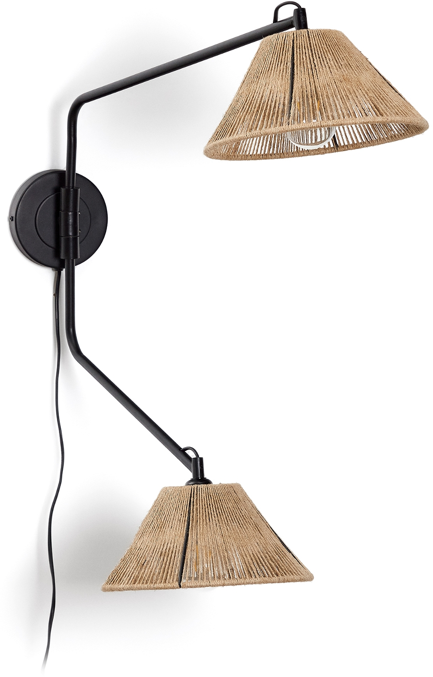 Væglampe Pontos Kave Home Rustik Kolonial Jute- Og Jernlampe H74   B70 Cm