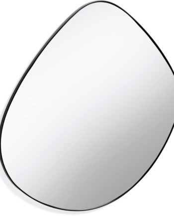 Vægspejl Kave Home Anera   Moderne Nordisk Asymmetrisk Sort Glasspejl 93ã 90 Cm
