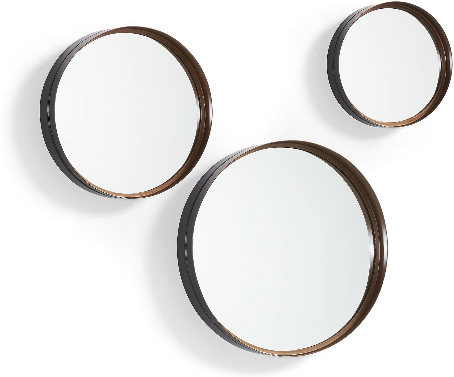 Vægspejlesæt Stk Kave Home Ralphe Moderne Nordiske Spejle Med Metalramme Antik Kobber Og Sort Finish