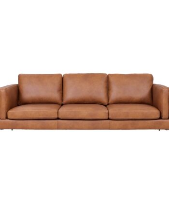 Valencia   Pers  Sofa Lysebrun Semianilin Læder Og Sort Metal