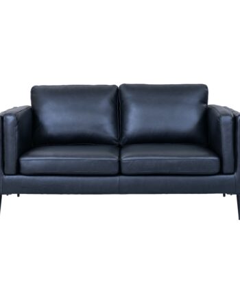 Valencia   Pers  Sofa Sort Semianilin Læder Og Sort Metal
