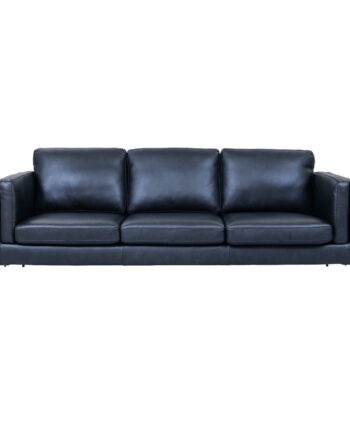 Valencia   Pers  Sofa Sort Semianilin Læder Og Sort Metal
