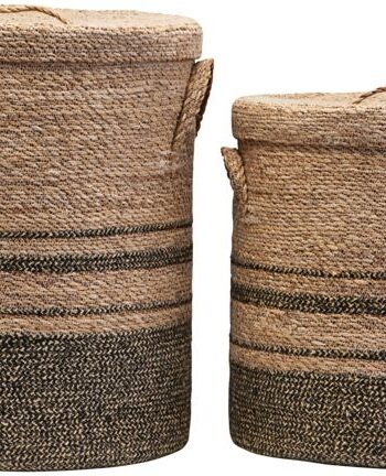 Vasketøjskurve House Doctor Laundry Sæt   Stk ø35xh40   ø40xh50 Natur Søgræs   Jute