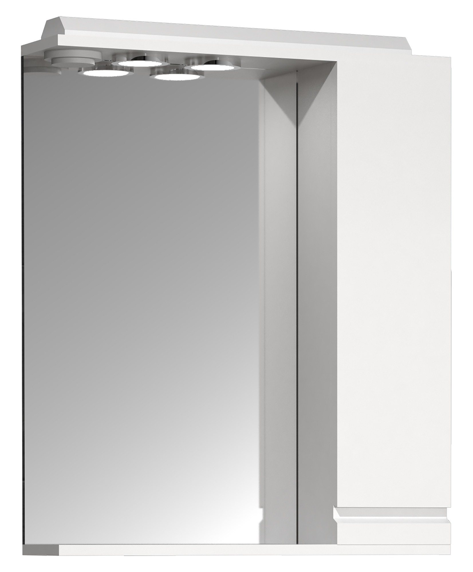 Vcm Nordic Silora   Badeværelse Spejlskab     Lys    Låge    Hylder Spejlglas Og Hvid Træ 60 Cm