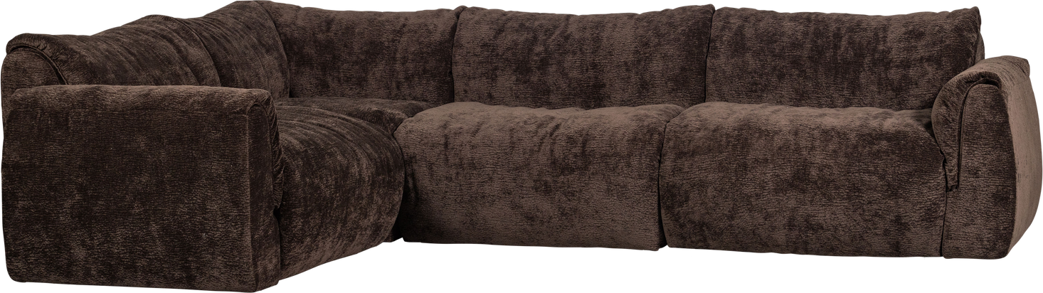 Venstrevendt Hjørnesofa Woood Baggy 301x210 Cm Mørkebrun Drew 3d Chenille Polyester Martindale 100 000