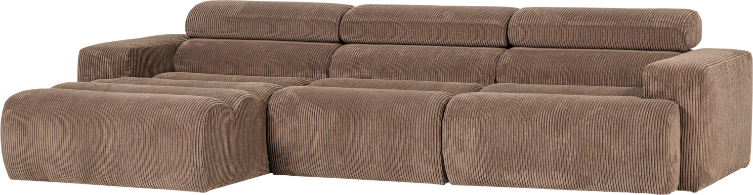 Venstrevendt Loungemodul Woood Novi  Taupe Ribstof 300x173 Cm Chaiselong Justerbar Nakkestøtte