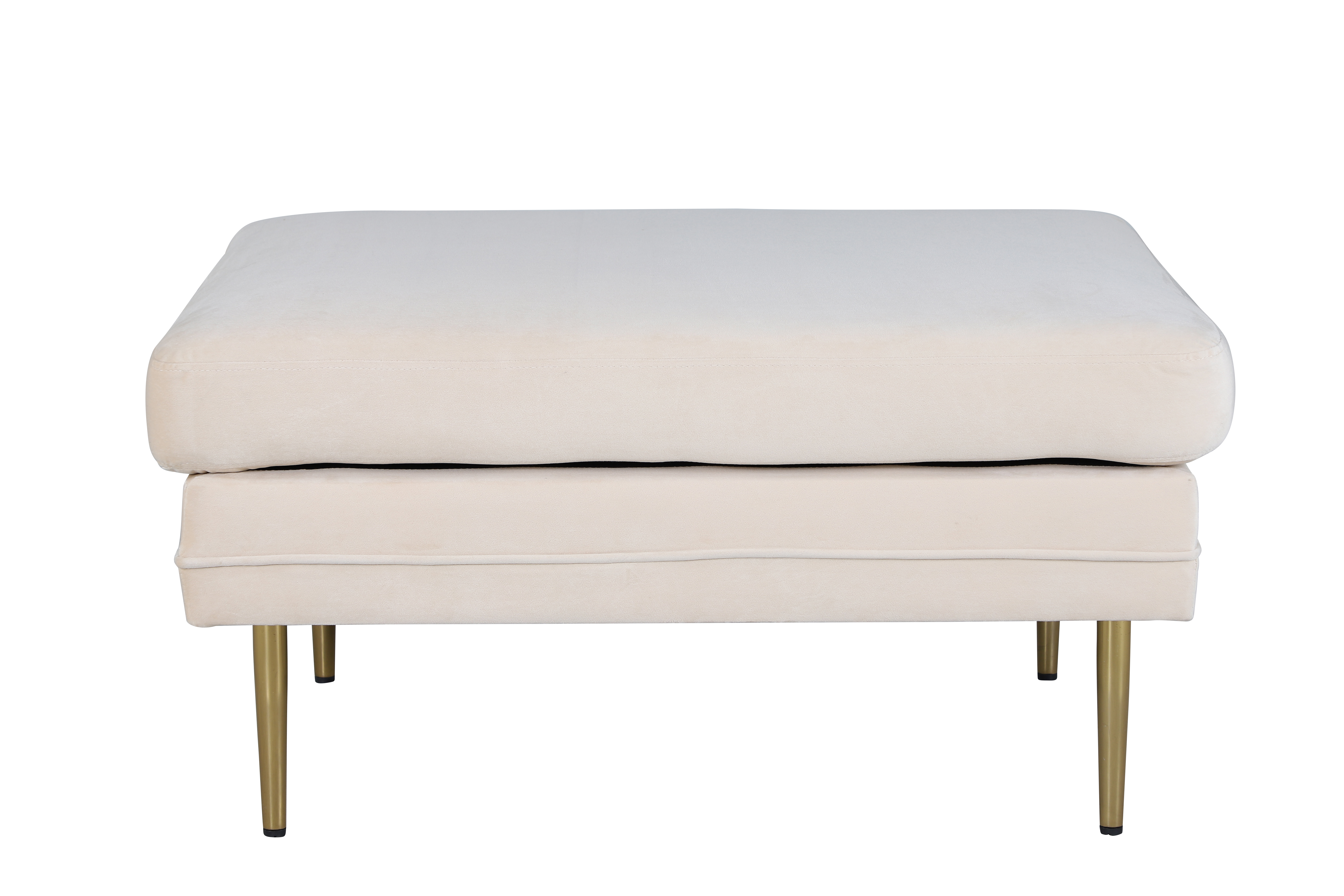 Venture Design Boom Puf  Rektangulær Lys Beige Fløjl Og Messing Stål  90x70
