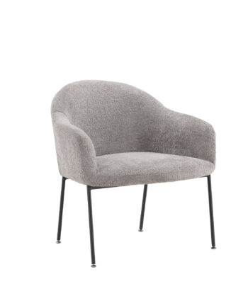 Venture Design Catania Lænestol     Armlæn Lysegrå Polyester Bouclé Og Sort Stål