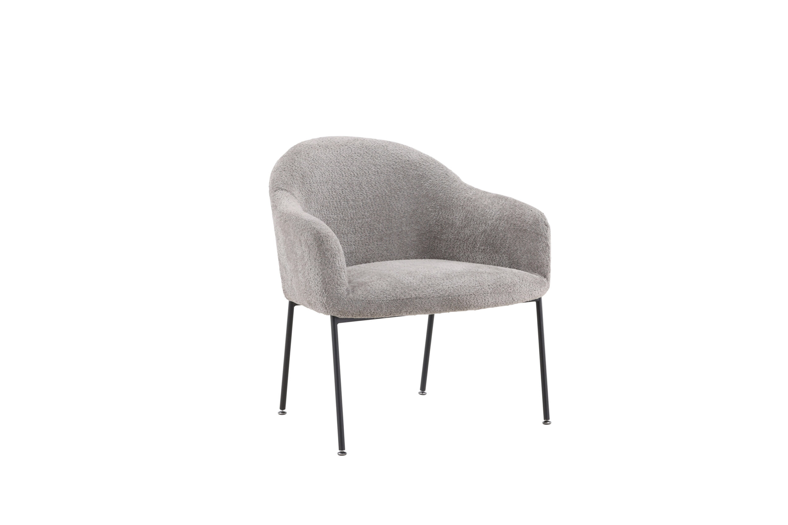 Venture Design Catania Lænestol Armlæn Lysegrå Polyester Bouclé Og Sort Stål