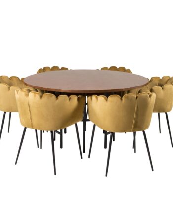Venture Design Copenhagen Spisebordssæt       Stole Brun Finer Sort Metal Og Gul Fløjl Sort Metal