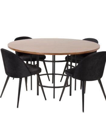 Venture Design Copenhagen Spisebordssæt       Stole Brun Finer Sort Metal Og Sort Fløjl Sort Metal