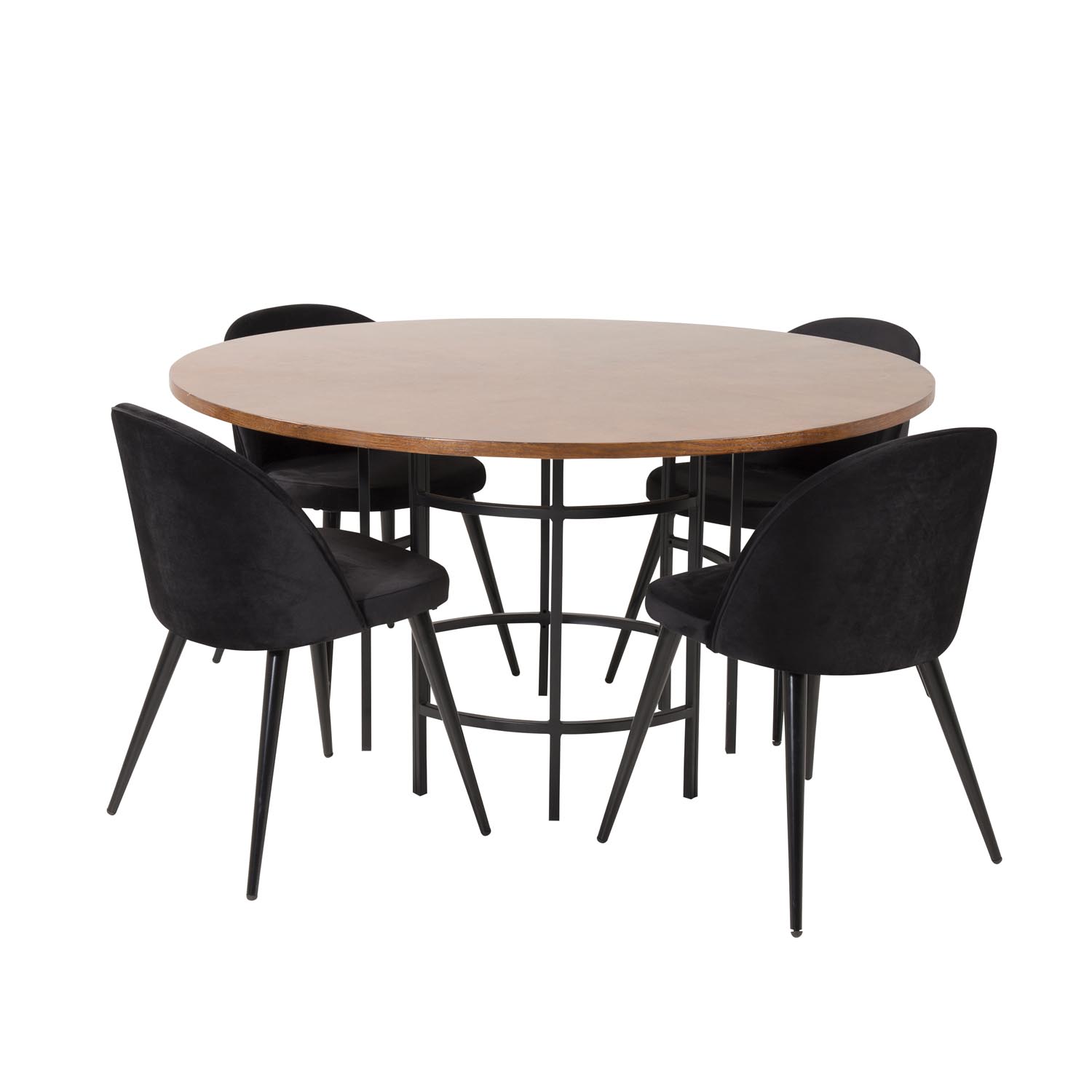 Venture Design Copenhagen Spisebordssæt Stole Brun Finer Sort Metal Og Sort Fløjl Sort Metal