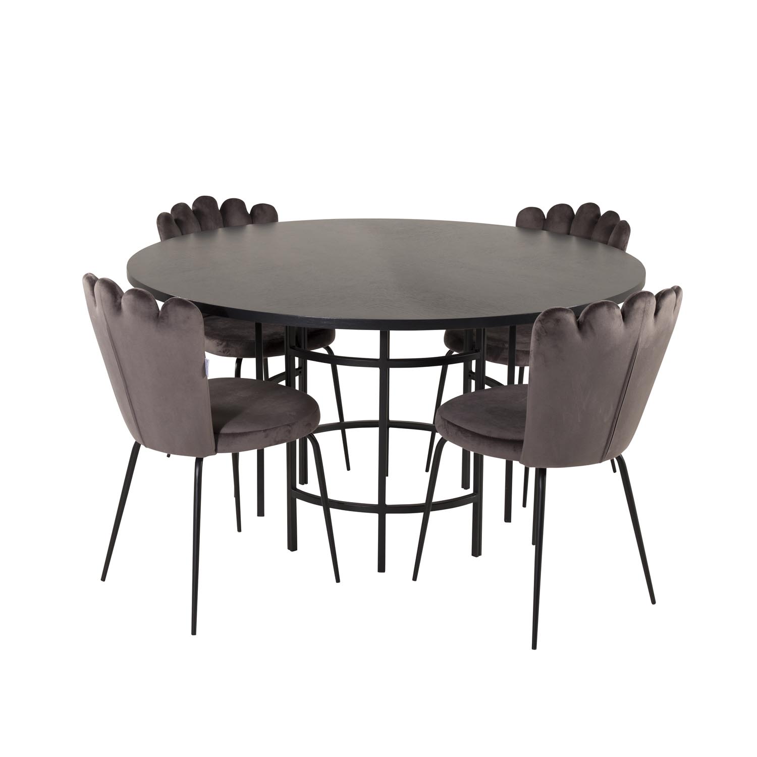 Venture Design Copenhagen Spisebordssæt Stole Sort Finer Sort Metal Og Grå Fløjl Sort Metal