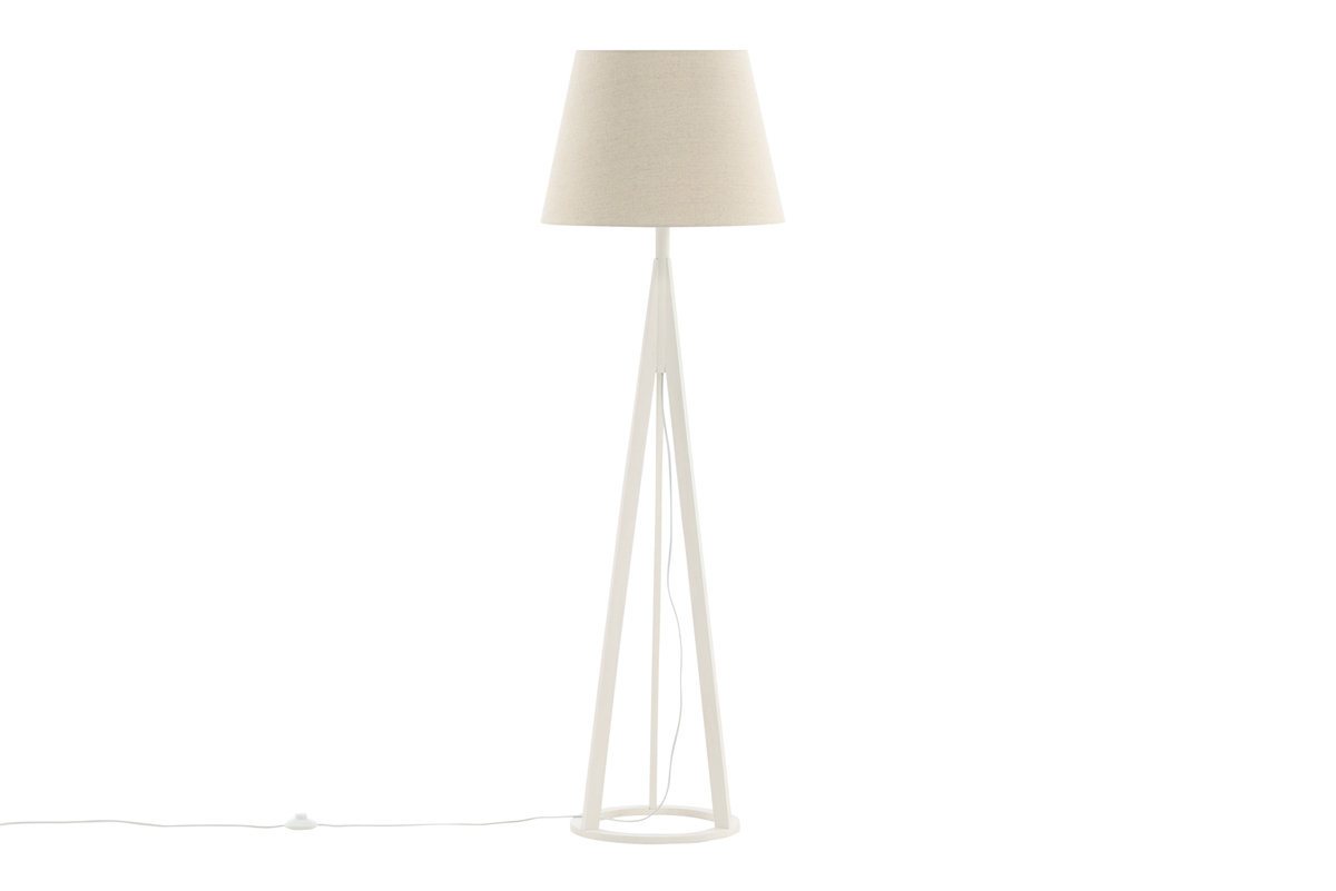 Venture Design Kona Gulvlampe Linned Og Hvid Gummitræ