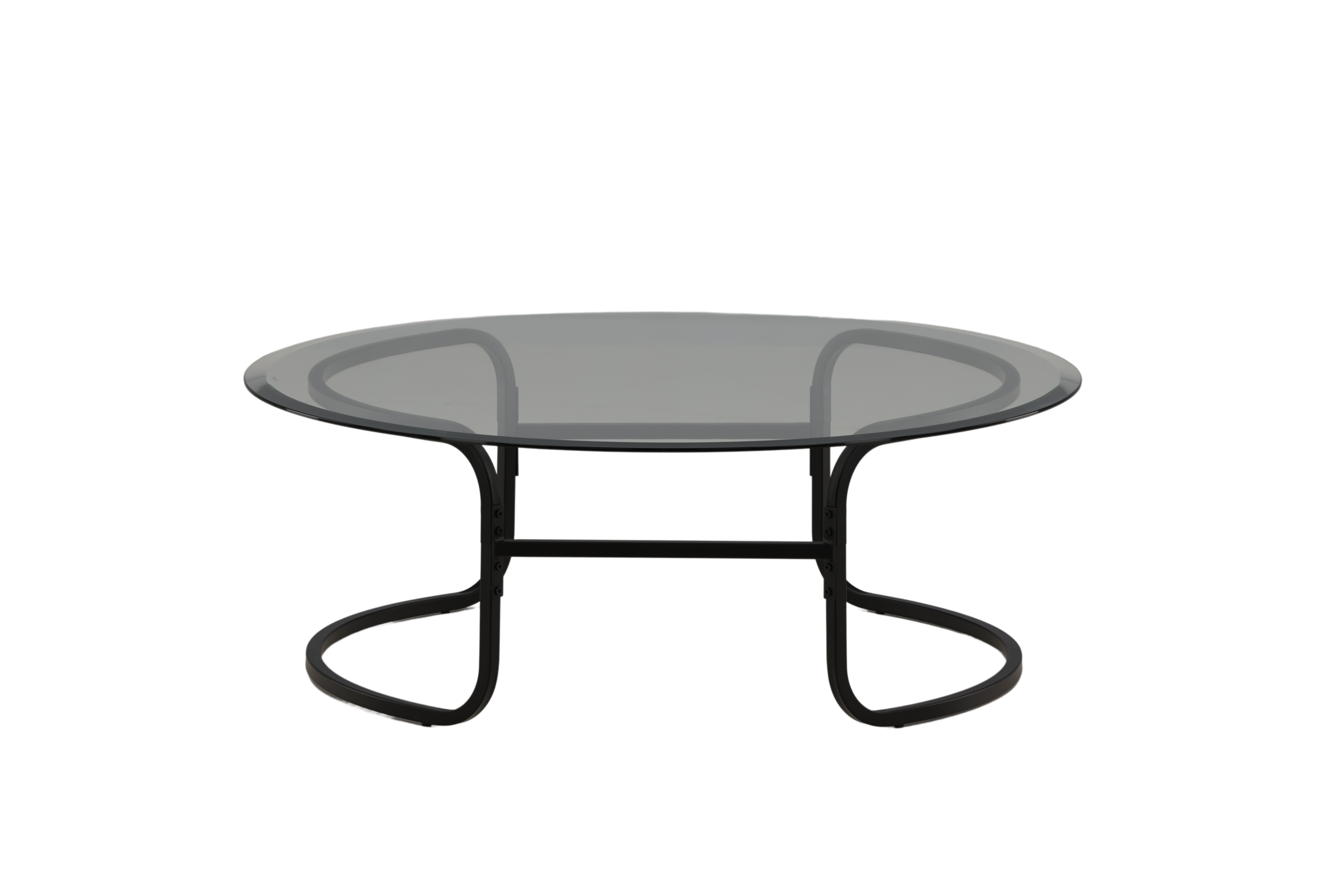 Venture Design Lomma Sofabord  Rund Klar Glas Og Sort Stål  ø110