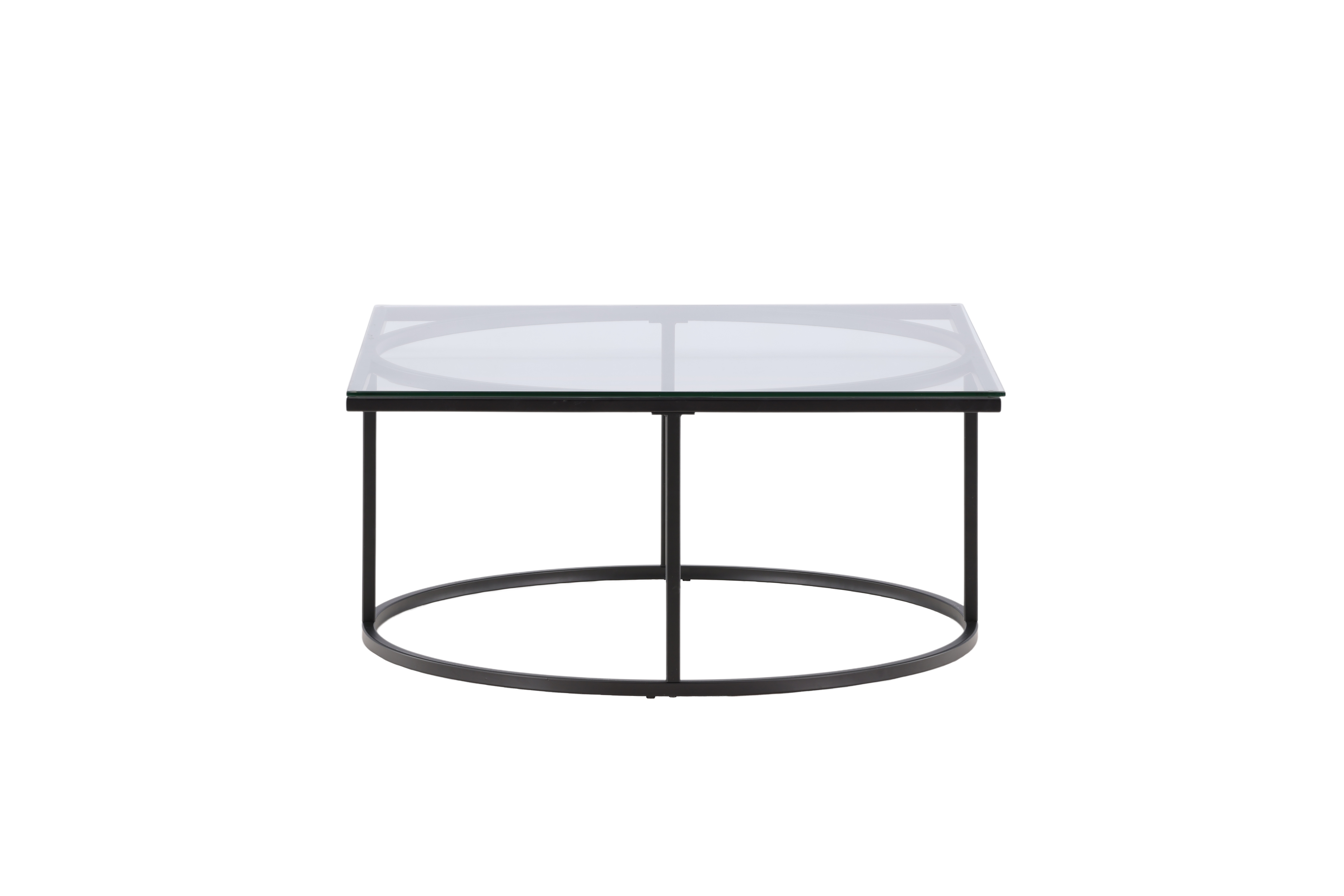 Venture Design Skanör Sofabord  Kvadratisk Klar Glas Og Sort Stål  90x90