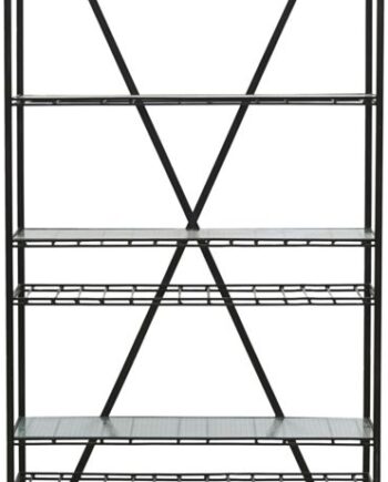 Vinreol House Doctor Gany H200x90x35 Cm Sort Jern Med Glasplader