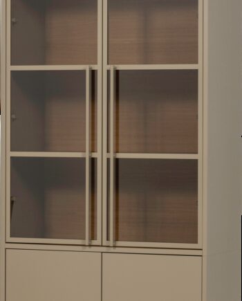 Vitrineskab Buffetskab Woood Collection  Grå Mud-finish  Fsc Mix Fyrretræ  H236xb101xd40 Cm