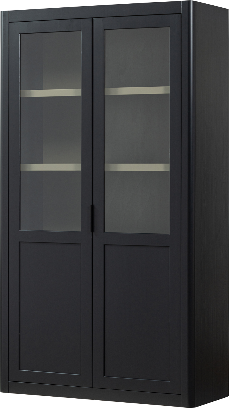 Vitrineskab Buffetskab Woood Gunnar Mat Sort Fsc Fyrretræ H217 B120 D48 Cm